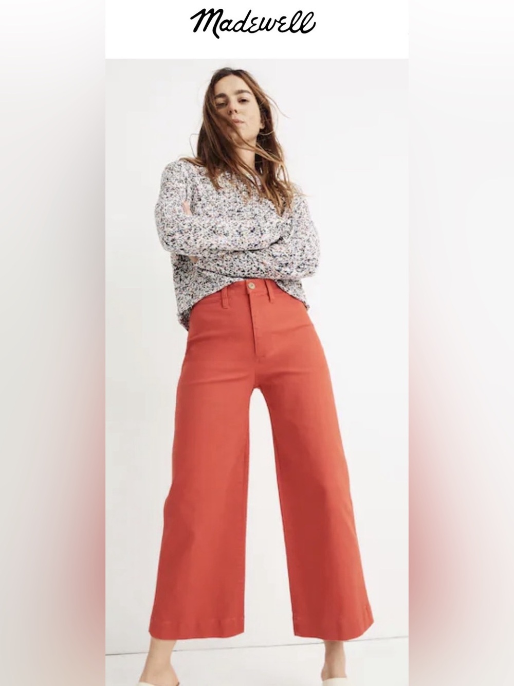 Madewell Emmett Crop Wide Leg Jeans in Americana Red Waist 25